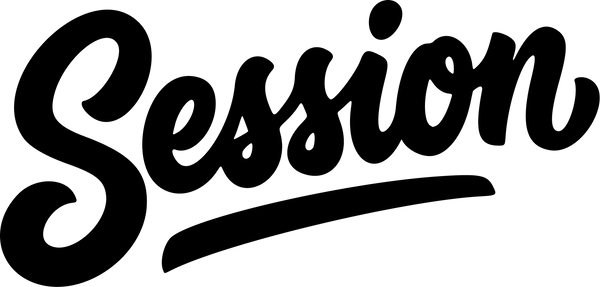 Black 'Session' logo on a white background